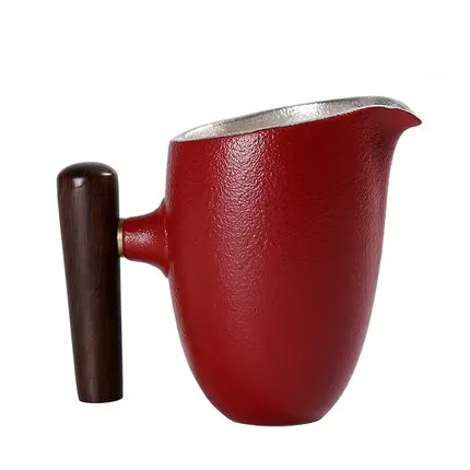 Ceramic Tea Sea Sterling Silver Fair Cup 999 Pure Chinese Kung Fu Handmade Liner Silver Tea Leak Tea Ceremony Accessories - Color: 3