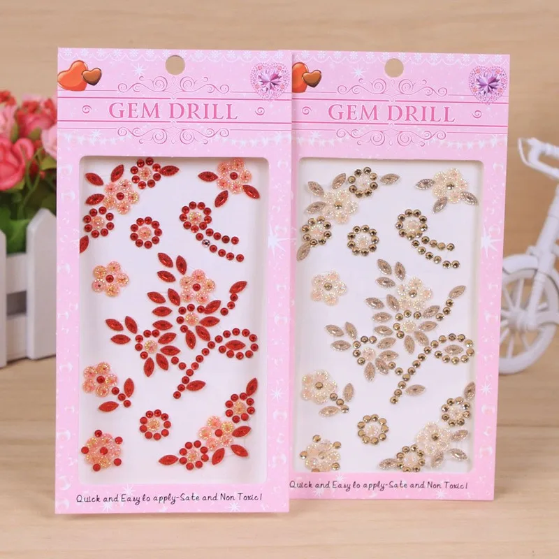 

Creative Mobile Phone Stickers Colorful Rhinestone Acrylic Flatback Beads Butterfly Flower Love Pattern Sticker For Phone Nails