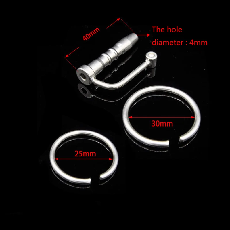 Prison Bird Male Stainless Steel Urethra Catheter with 2 size Cock ring,Penis Urinary Plug,Sex Toy, Stimulate Dilator A001
