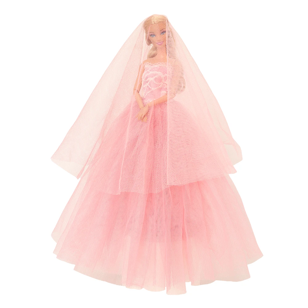 Fashion Handmade Doll accessories Toys For Children Pink Bride Wedding Party Dress Clothes Suit For Barbie Dressing make up game