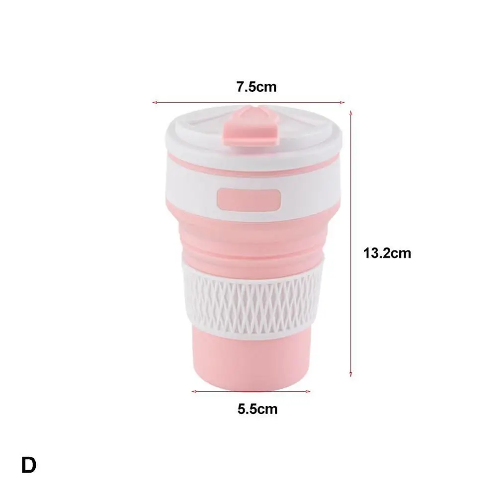 Выдвижной 350 мл портативный складной силиконовый чайник Кемпинг чашка с крышкой бутылки воды спортивная чашка - Цвет: D