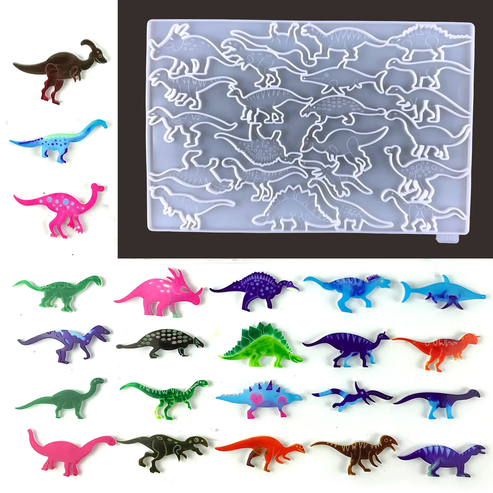 Силиконовая форма в виде динозавра для брелока |