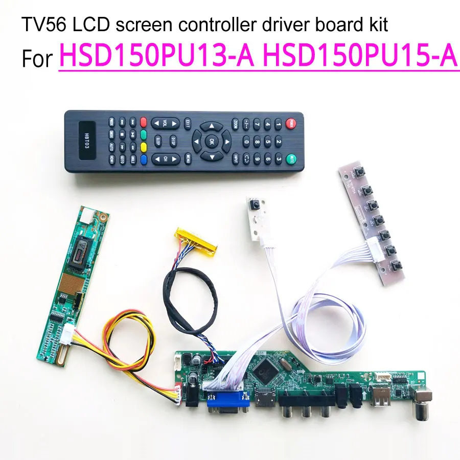 Для HSD150PU13-A HSD150PU15-A 1CCFL 30Pin LVDS VGA HDMI AV USB RF пульт дистанционного управления+ инвертор+ клавиатура ЖК-панель T. V56 комплект платы контроллера