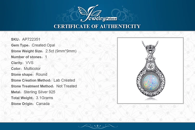 Vintage Sterling Silver Opal Heart Statement Pendant Necklace_voghion.com