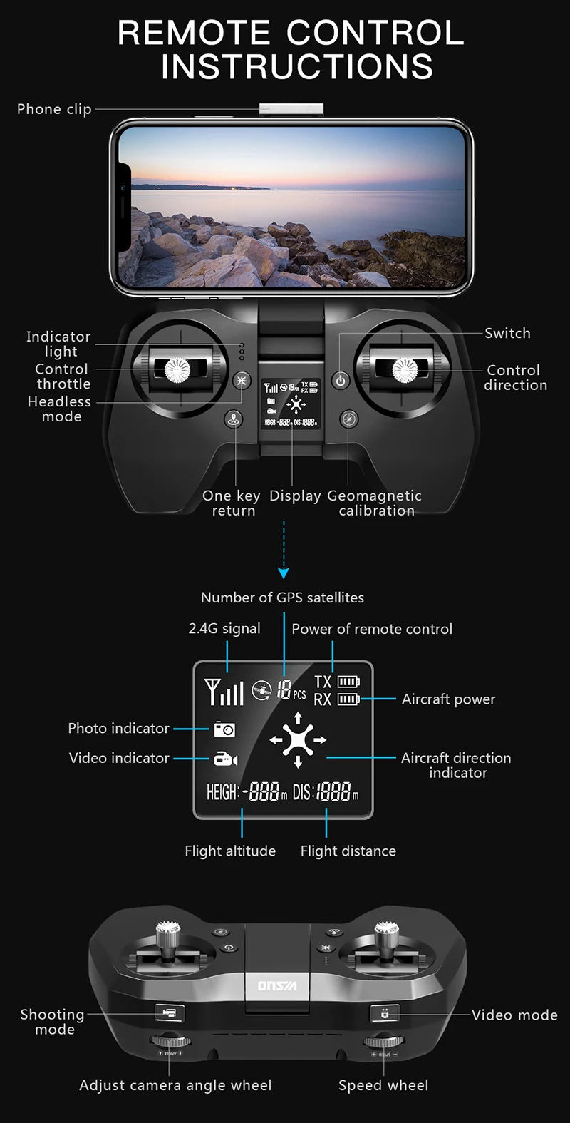 VISUO ZEN K1 бесщеточный Радиоуправляемый Дрон 4K широкоугольный HD Двойная камера 28 минут время полета 5G wifi gps 50X зум Радиоуправляемый квадрокоптер Дрон