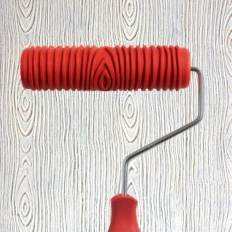핸들 고무와 7 인치 우드 그레인 롤러 DIY 모조 우드 그레인 도구 곡물 그림 도구 벽 룸 장식 M68E