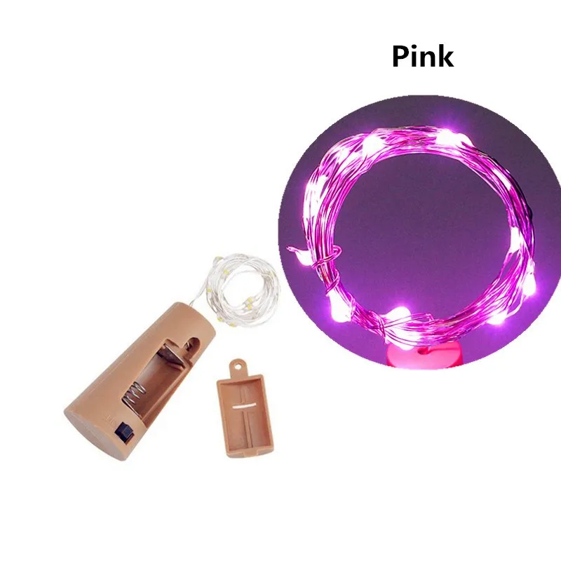 Светящаяся пробка для вина, рождественские украшения, светильник для пивной бутылки, Led кулон-украшение для рождественской елки, домашние вечерние лампы - Цвет: Розовый