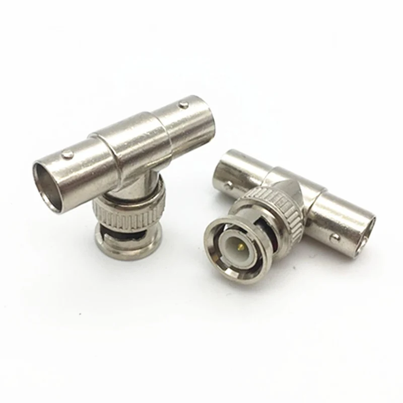 2pcs/Lot BNC Male Plug to 2 BNC Female Jacks Straight Convert Connector T Adapter BNC Q9 Connector 3 Way Splitter