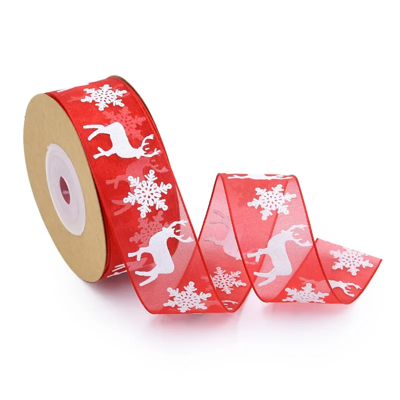 1 рулон рождественской милой печатной ленты для рождества, Нового года, вечерние украшения, сделай сам, подарок ручной работы, упаковка, бант, ленты, принадлежности 8z