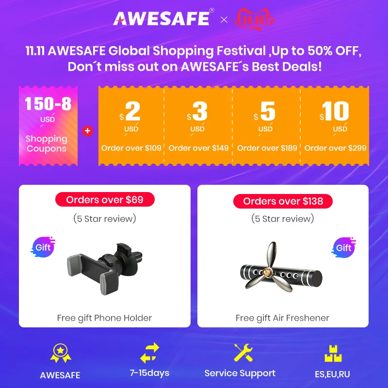 Discount AWESAFE 2 din Android 8.1 Car Radio Multimedia video player gps navigation For Nissan X-Trail X Trail Qashqai 2014-2016 gps head 1