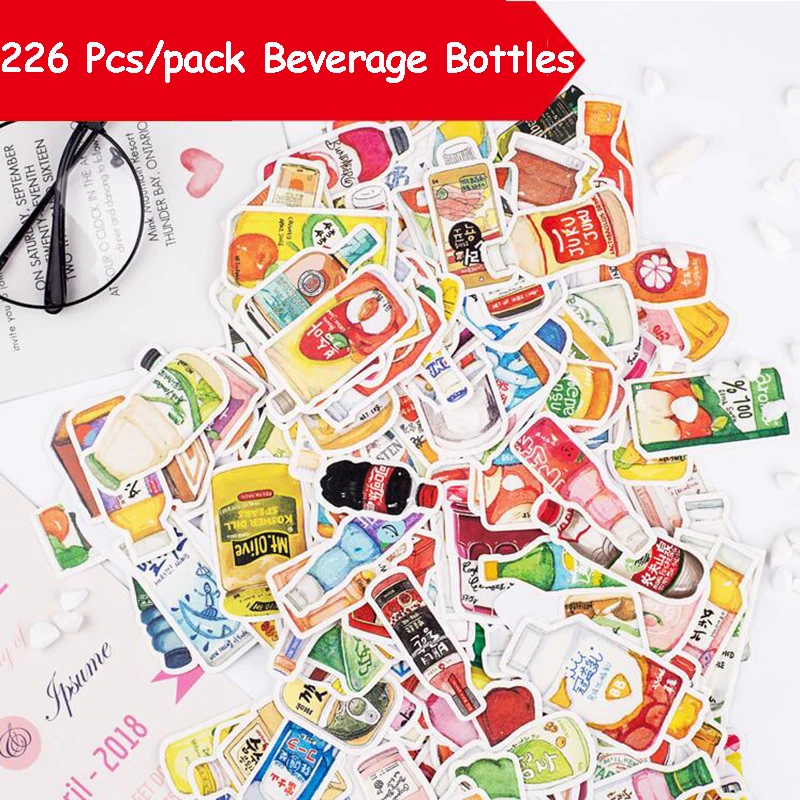 

226 Pcs/pack Beverage Bottles Cute Decoration Paper DIY Stickers Creative Scrapbooking Stationary School Supplies