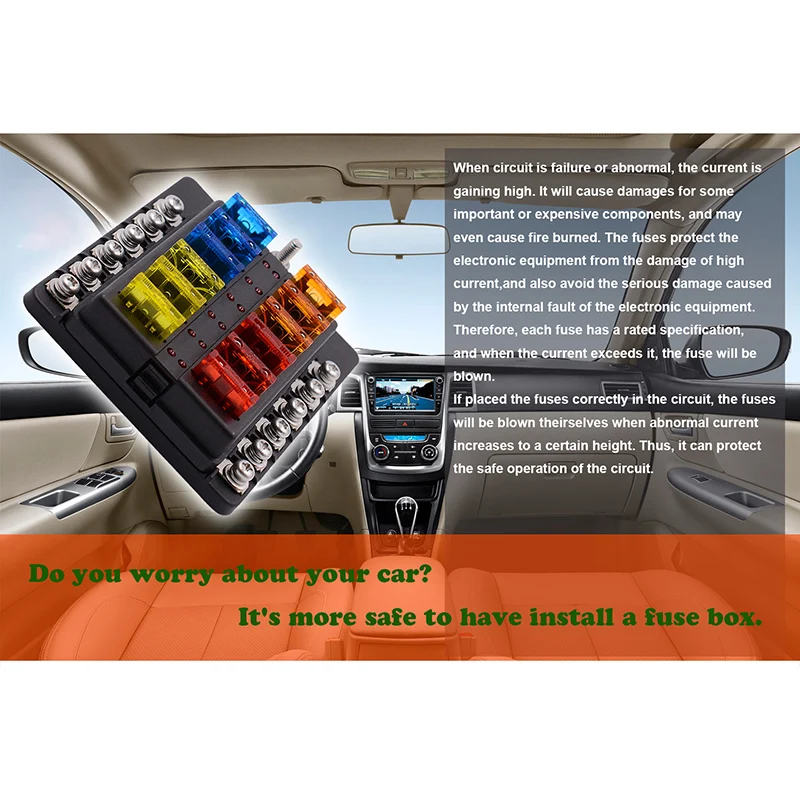 New Car RV Universal Modification Fuse Holder Insurance Insert Screw Terminal Block 12-32V Fuse Box Replacement Part