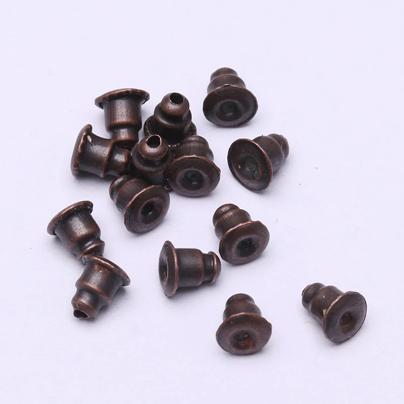 5*6mm 200pcs Earring Studs Backs Stopper Scrolls Ear Findings DIY Blocked caps Earring Backs Stoppers Ear Accessories Supplies - Цвет: red copper