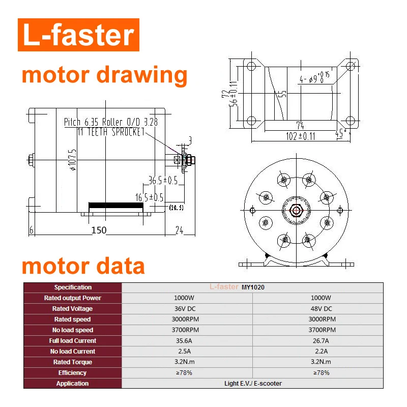 36V48V 1000W Unitemotor MY1020 двигатель с дроссельной заслонкой и контроллером высокомощный