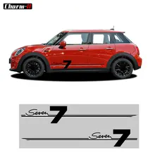 Best Price 2pcs Car Styling Door Side Skirt Racing Stripes 7 Seven Logo Decal Stickers for Mini Cooper Htachback F55 F56 Accessories Best Price 2pcs Car Styling Door Side Skirt Racing Stripes 7 Seven Logo Decal Stickers for Mini Cooper Htachback F55 F56 Accessories