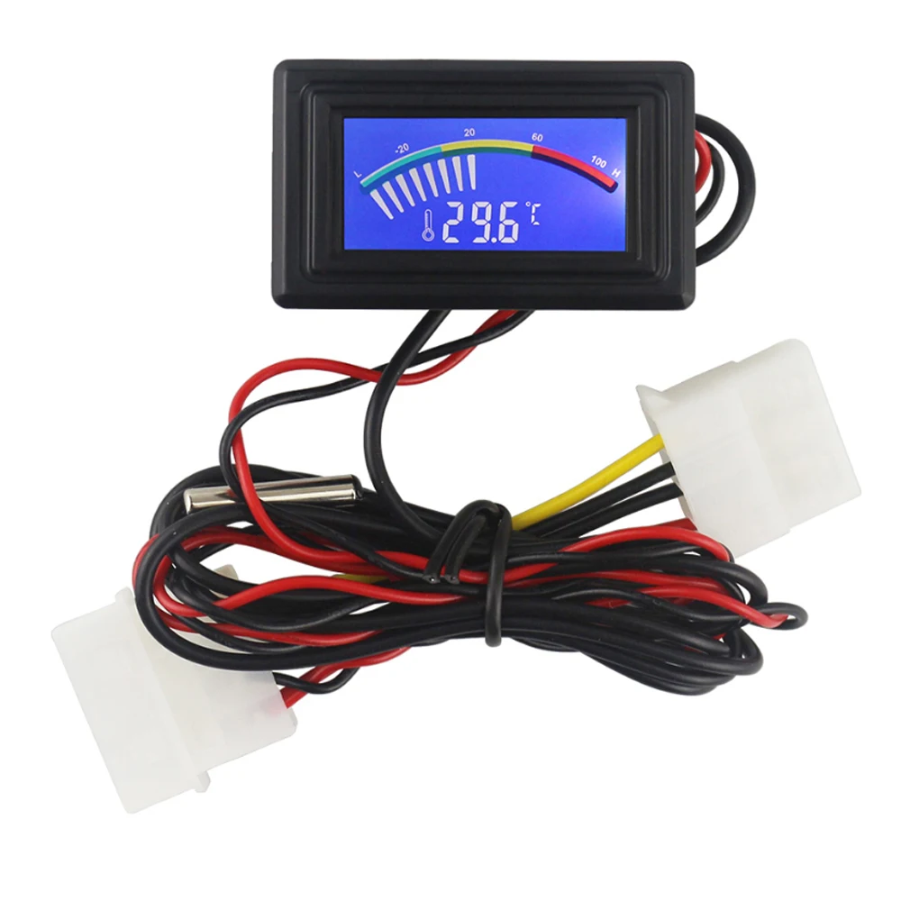 DC 5V 12V 24V C/F USB термометр ЖК-дисплей с аналоговым и цифровым дисплеем автомобильным
