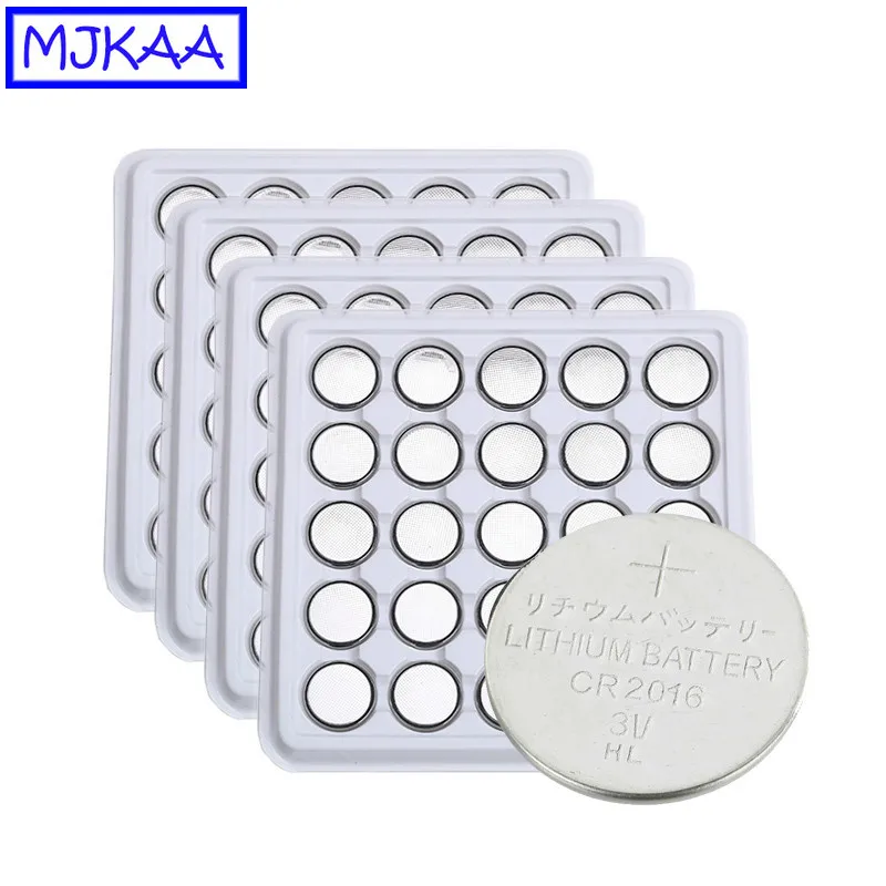 

MJKAA 100PCS CR2016 3V Lithium Battery Button Coin Cell LM2016 BR2016 DL2016 CR 2016 Batteries for Watch Electronic Toy Remote