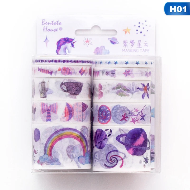 01 10 шт./компл. красочная лента washi липкая Бумага малярный скотч этикетка Craft декоративные DIY школьные канцелярские принадлежности - Цвет: 01