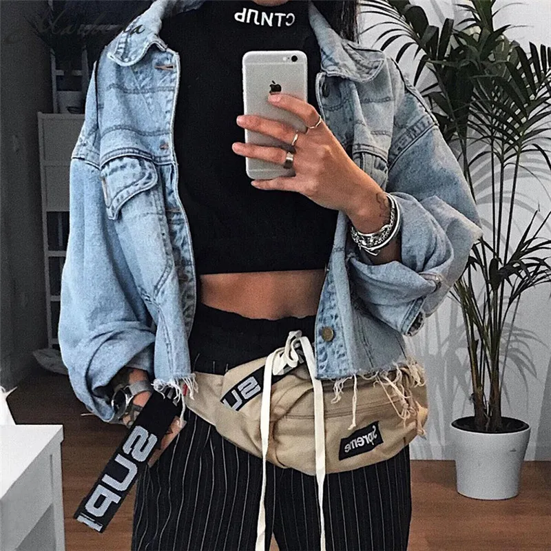 

fashion Women Basic Coats Spring And Autumn Women Denim Jacket 2018 Long Sleeve Loose Female Jeans Coat Casual Girls Outwear