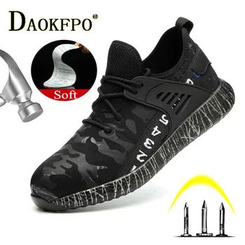 

DAOKFPO Dropshipping Men Women Work Safety Shoes Puncture Proof Work Construction Indestructible Shoes Puncture Proof Antislip