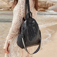 Кожаный Рюкзак Женский Летний Стиль модная Школьная Сумка Повседневный Универсальный кожаный рюкзак с натуральным лицевым покрытием женская сумка