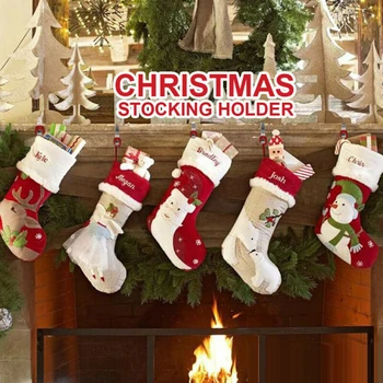 

3Pcs Christmas Stocking Holder Mantle Hanger Fireplace Clip Xmas Zinc Alloy