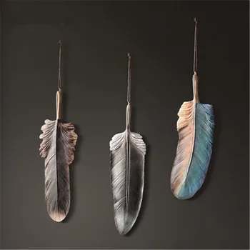 

European Style Simulation Feather Resin Wall Decoration Personality Study Background Wall Hangings Craftwork X2613