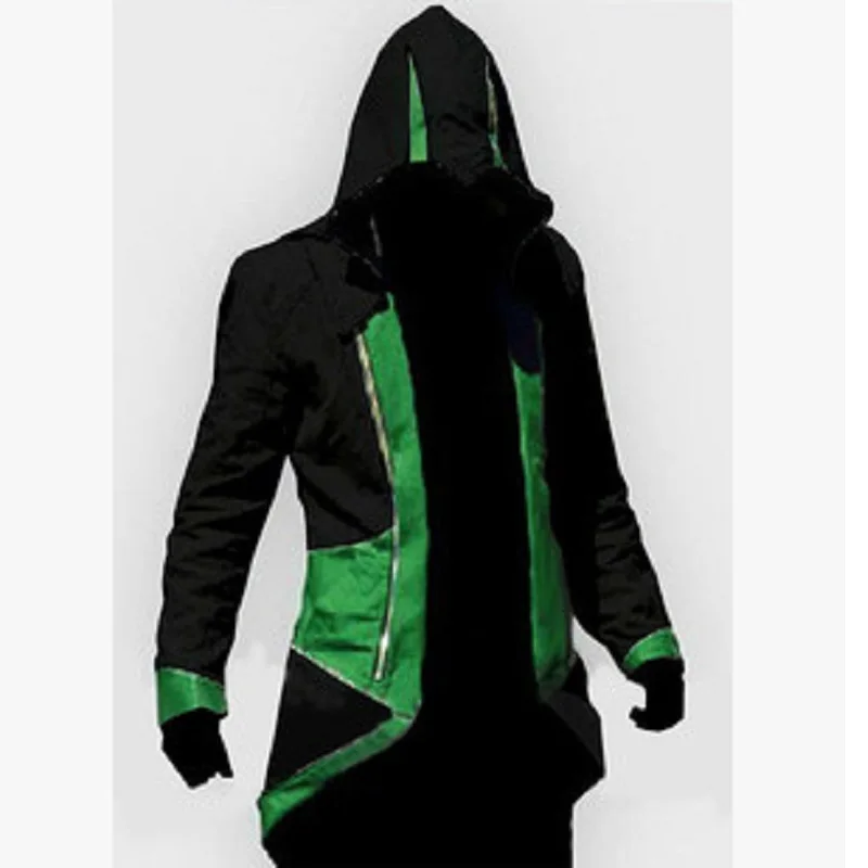 Black with Green Assassins creed/костюм на Хэллоуин для взрослых мужчин; Повседневная Уличная одежда с капюшоном; костюм Эдварда assassins creed; Косплей; куртка; пальто - Цвет: Black with Green