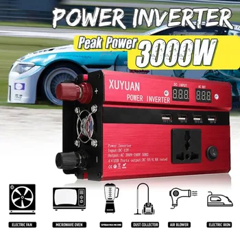 

3000W Portable Car Solar Power Inverter Sine Wave Converter DC12V TO 110V Voltage Converter Car Solar Power Inverter US Plug