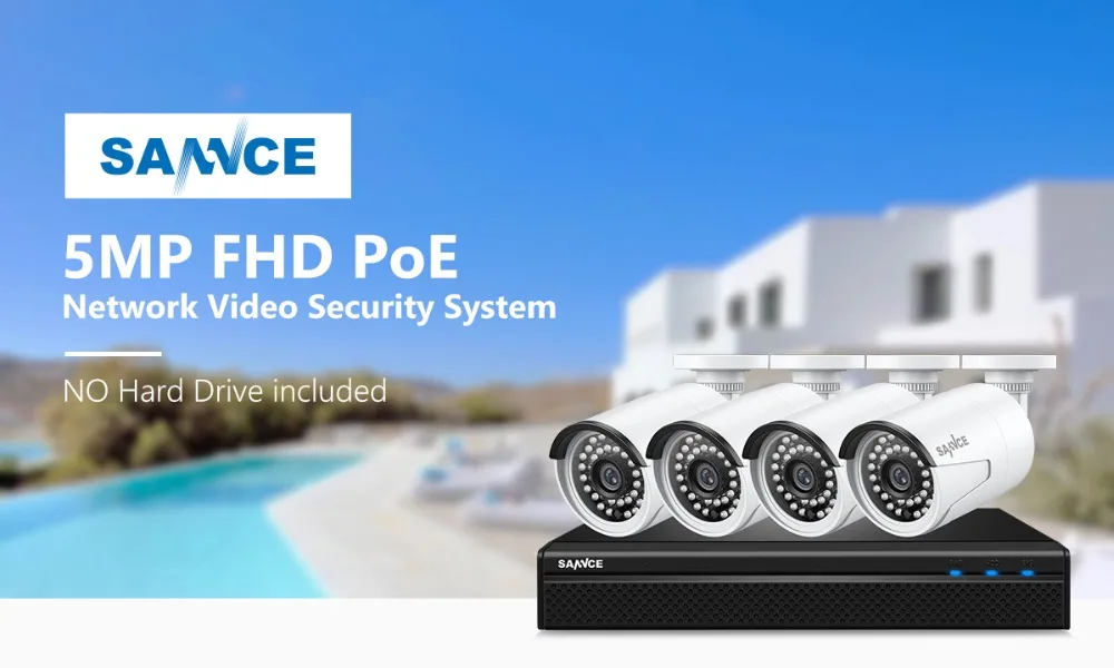 home surveillance cameras SANNCE 5MP POE Video Surveillance Cameras System 8CH H.264+ 5MP NVR Recorder 5MP Security Cameras Audio Recording POE IP Cameras cheap security cameras