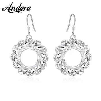 

New 925 Sterling Silver Earrings With Rotating Ring For Woman Glamour Jewelry Wedding