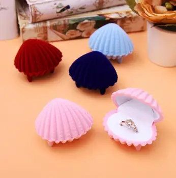

1 Piece Lovely Shell Shape Velvet Jewelry Box Wedding Engagement Ring Box for Earrings Necklace Bracelet Display Gift Box Holder
