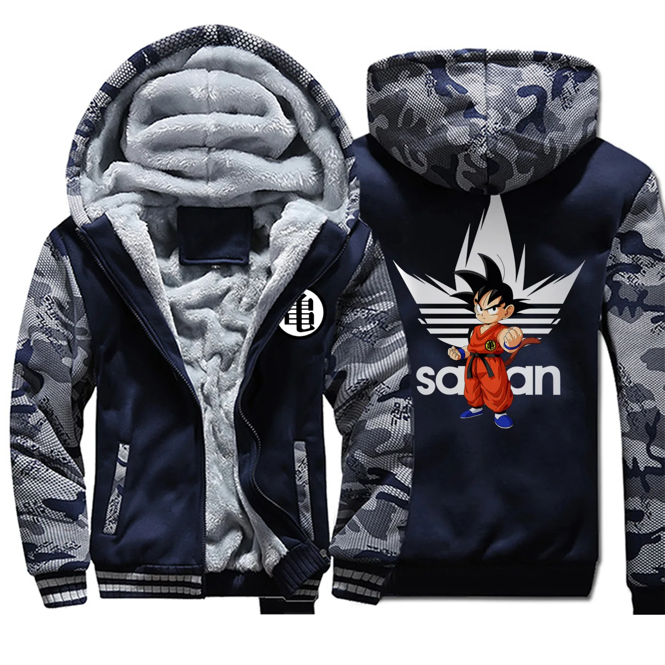 Dark Blue 5 Драконий жемчуг Z толстый Свитшот Драконий жемчуг Z Сон Гоку камуфляж толстовки куртка в стиле аниме для мужчин Harajuku уличная Флисовая теплая куртка - Цвет: Dark Blue 5