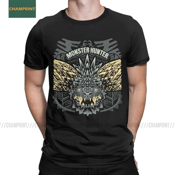 

Men T-Shirts Nergigante Monster Hunter World Cotton Tees Short Sleeve Gaming Dragon Hunting MHW Game T Shirts Round Collar Tops