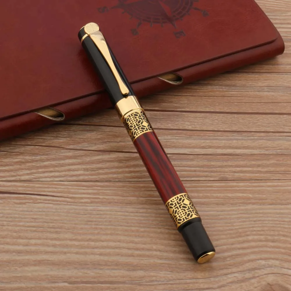 Office School Ball Point Pen Metal Pen 0.5MM Refill Rollerball Red Imitation Wood Emboss Gift Ballpoint Pen,Multifunction Ballpoint Pen,Multifunctional Pen,Ball Point Pen