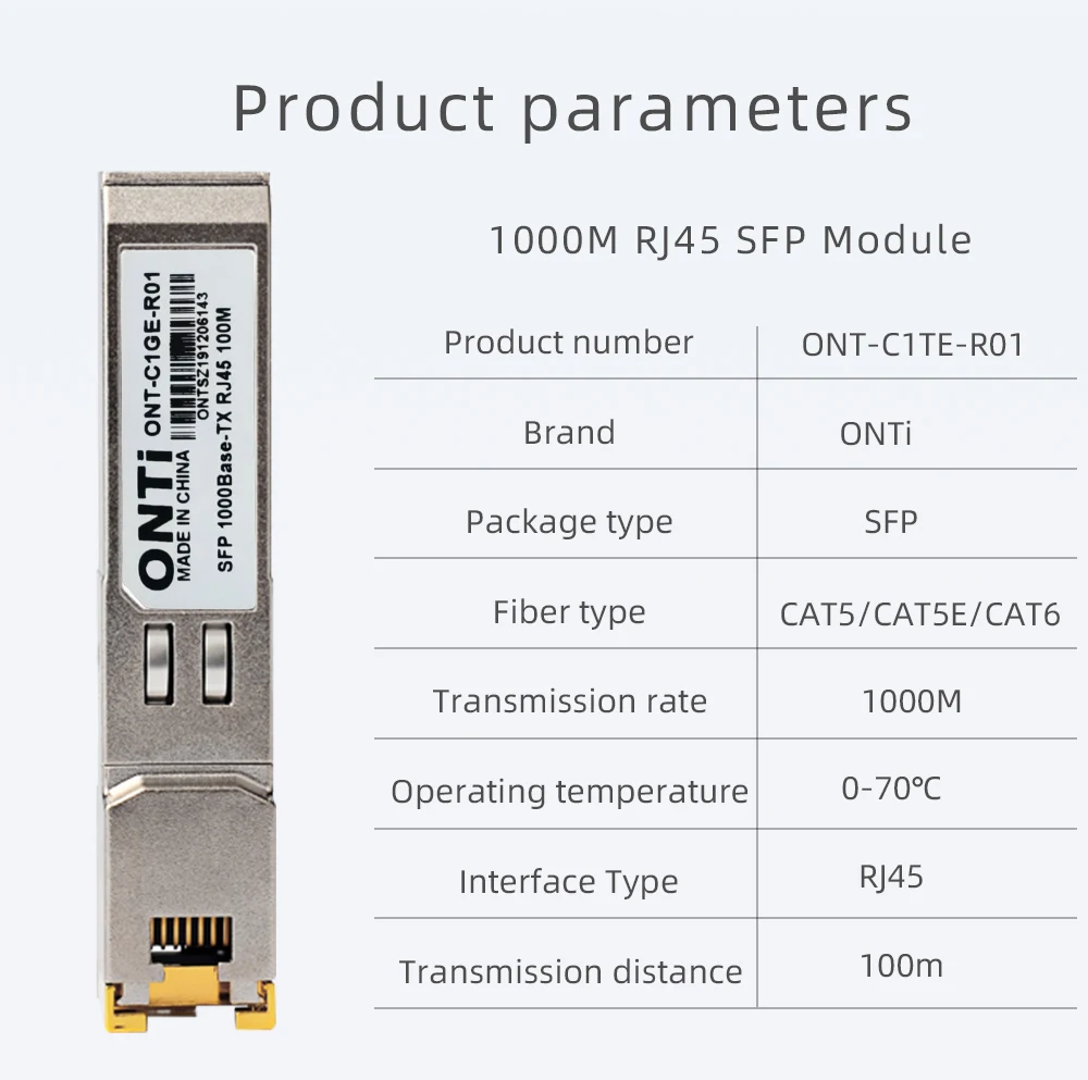 ONTi модулем программирования в производственных условиях RJ45 переключатель гигабитный преобразователь интерфейса 10/100/1000 разъем для программирования в производственных условиях Медь RJ45 модулем программирования в производственных условиях Gigabit Ethernet Порты и разъёмы