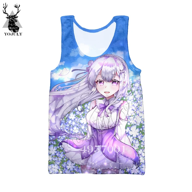 Аниме Re: zero сестры-близнецы, горничные рам и рем, 3D принт, Harajuku, майка, мужская повседневная майка, летняя, унисекс, Забавные топы без рукавов, Y879 - Цвет: 15