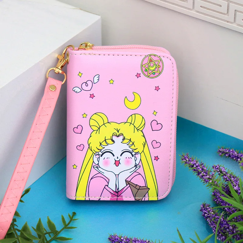 Anime moon role play wallet portable mini cartoon zero wallet adult children gift Pu short Wallet anime cosplay