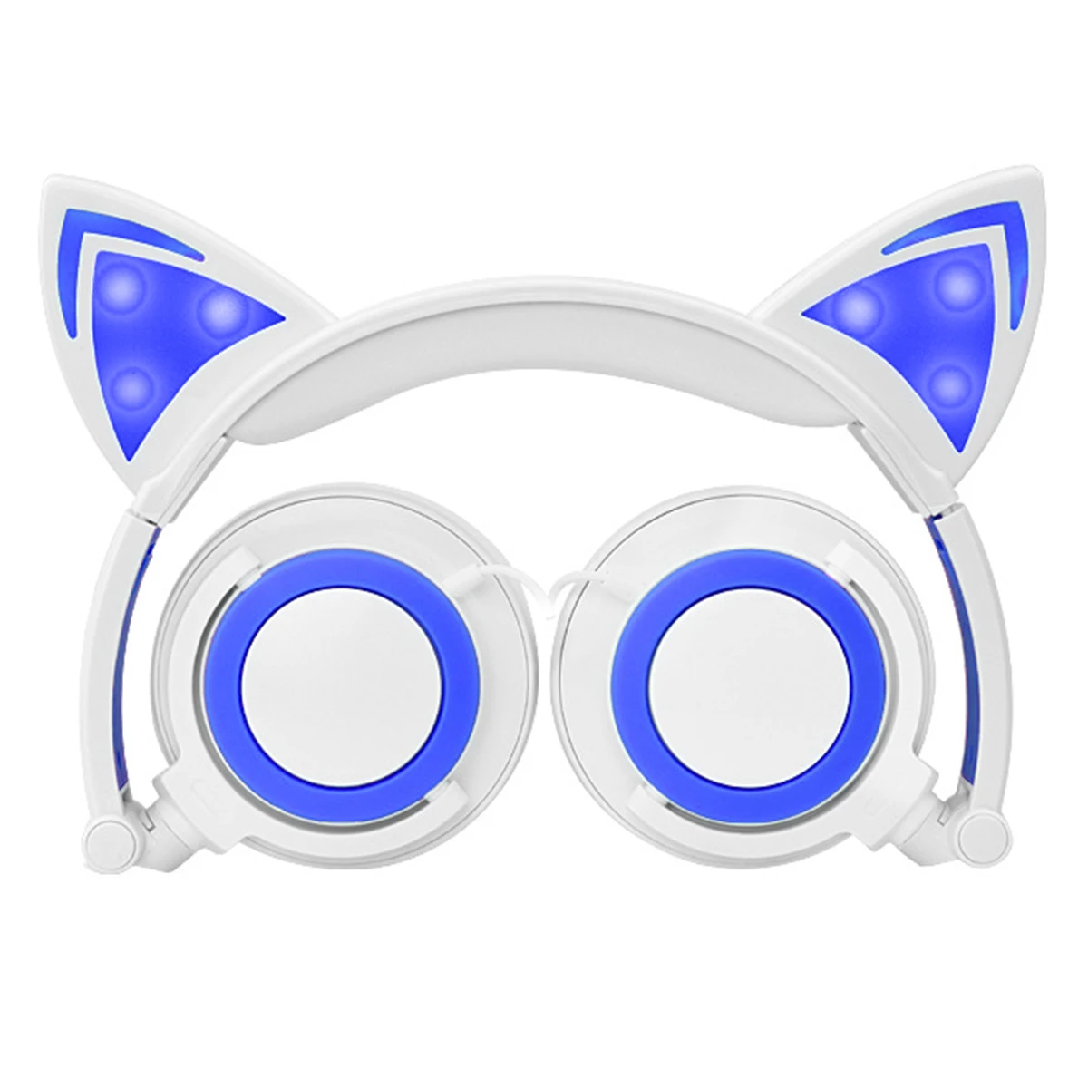 SOONHUA New 4 Color Cute Cat Ear Overhead Wired Headphone Folding Children Kids Headphone LED Light Earphone