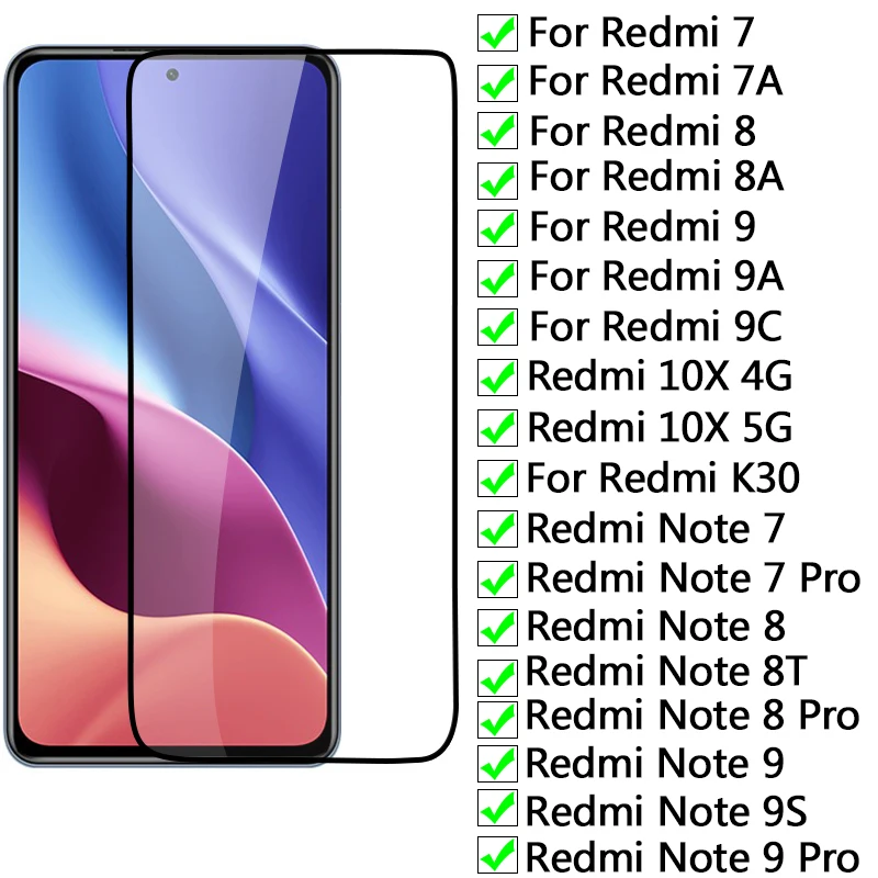 

9D Protection Glass For Xiaomi Redmi 9A 9C 7A 8A 10X 4G 10X 5G K30 Pro Screen Protector Redmi Note 8T 9S 7 8 9 Pro Glass Film