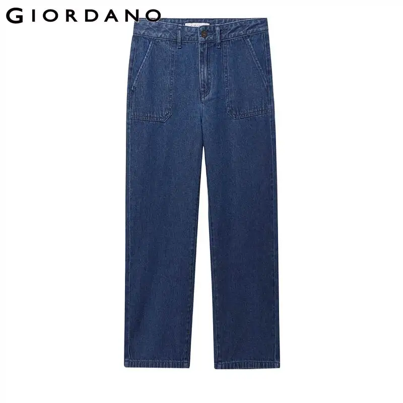 Giordano/женские джинсовые Джинсы средней высоты, широкие джинсы до щиколотки, хлопковые джинсы на молнии, повседневные джинсы Сальса Feminina 13429806