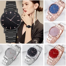 

Luxury Women Stainless Steel Band Starry Sky Quartz Round Wrist Watch Gift