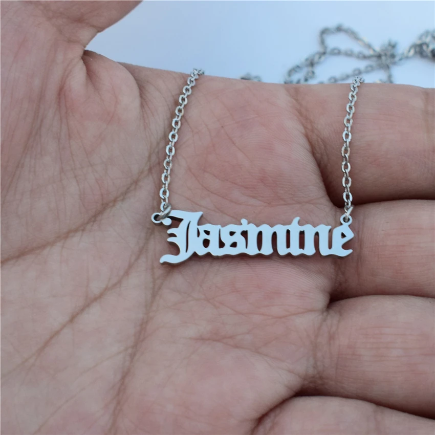 На заказ, Jasimine, ожерелье для девочек, серебро, розовое золото, нержавеющая сталь, цепочка, персонализированные ювелирные изделия, именная табличка, колье, ожерелье s
