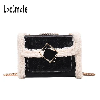 

XXXXX Fashion Plush Women Bags Winter Shoulder Bag Korean Style Square Ladies Crossbody Bags Simple Minimalist BIW459 PM49