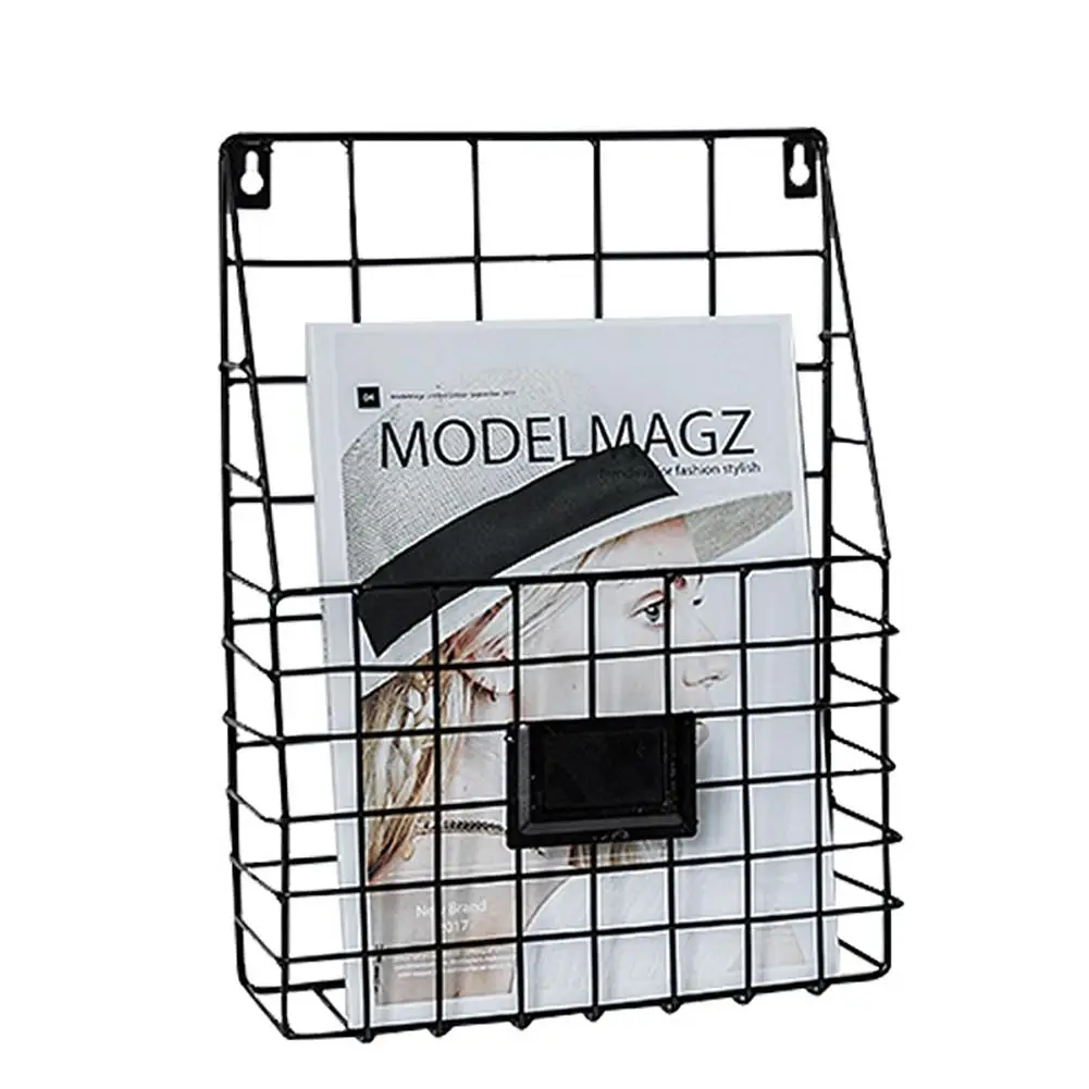 

NEW Wrought Iron Magazine Rack Innovative Simple Wall Decorative Rack Newspaper Document File Storage Shelf #W1