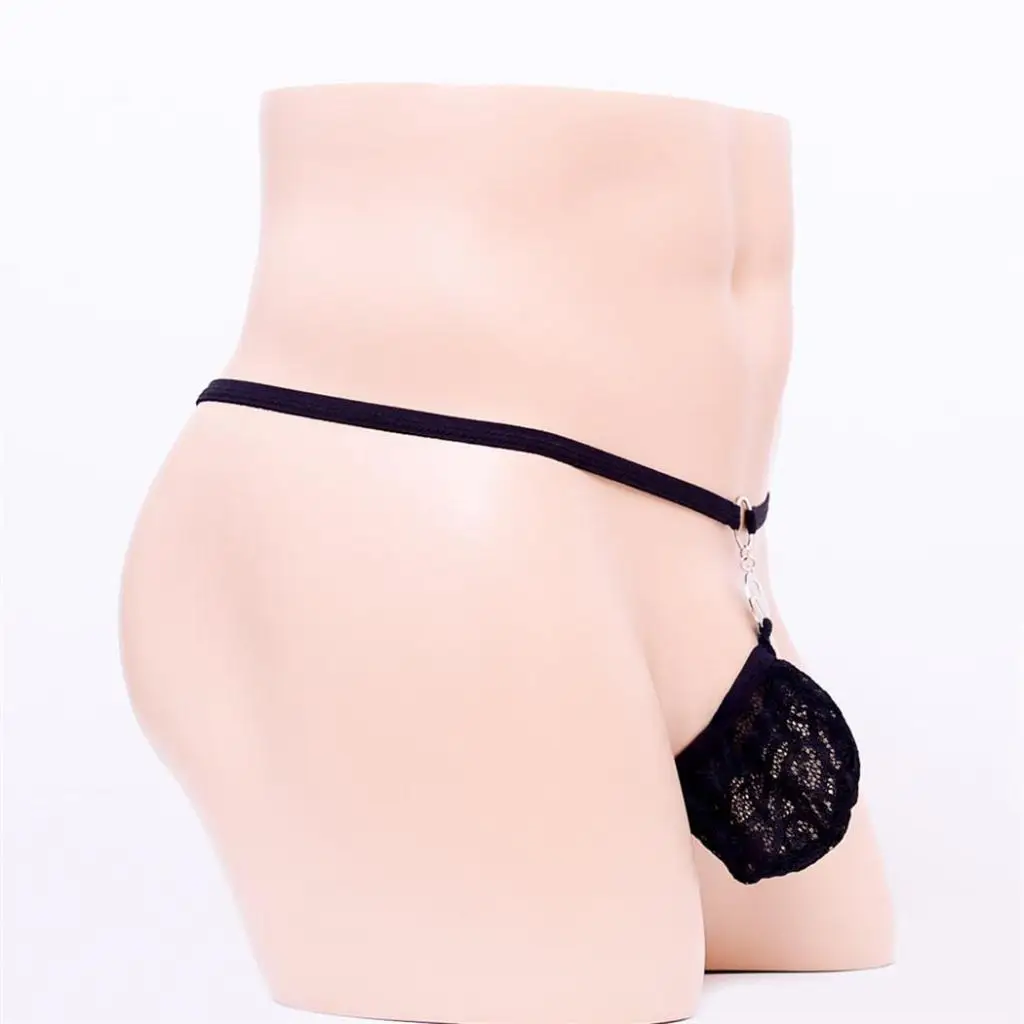 Mens Sexy Lace Mini Pouch G-string Briefs Underwear Low-rise G-String Backless Bulge Pouch Briefs T-back Thong Underpants