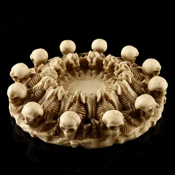 

[Funny] Halloween Creative Home Pub Decoration Skull ashtray figure model Statue horror Resin Crafts Sculpture ornament gift