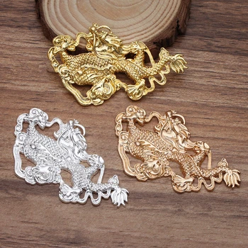 

5 Pieces/Lot 37x63MM Alloy Filigree Dragon Stamping Metal Sheet Hand Made DIY Jewelry Accessories