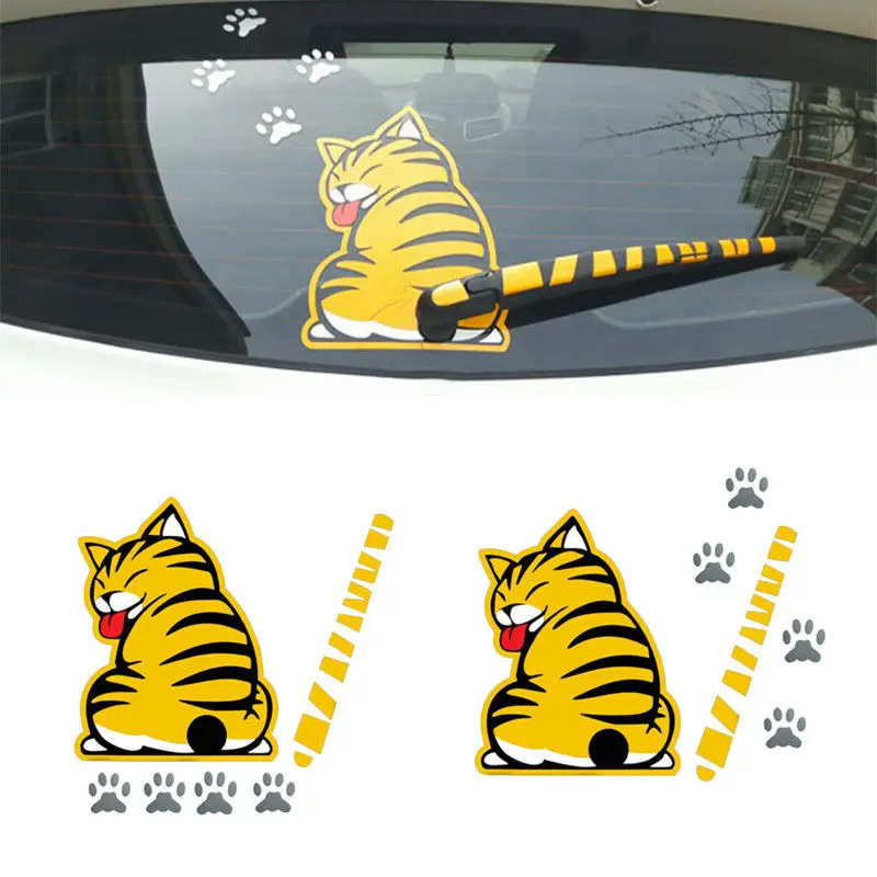 3D Cat подвижный хвост наклейка на автомобиль в виде лапы креативное мультяшное