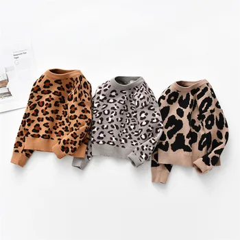

New Cotton Knitted Baby Sweaters For Boys Girls Pullovers Leopard Crochet Kids Sweaters Tops 2019 Autumn Winter Children Clothes